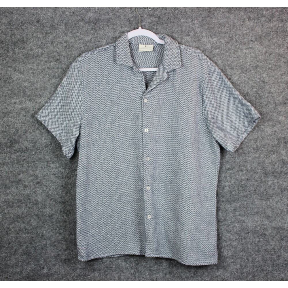 Larsson & Co Premium Men's Textured Herringbone Weave Shirt Blue Size XL